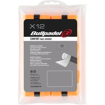 Pack de 12 Overgrips Bullpadel GB-1600 Orange Fluor - Padel - Publicité Pack de 12 Overgrips Bullpadel GB-1600 Orange Fluor - Padel - Publicité
