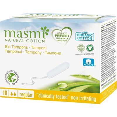 Masmi Bio Baumwolltampons - Applikator, 18 Stück - Tampons Masmi Bio Baumwolltampons - Applikator, 18 Stück - Tampons