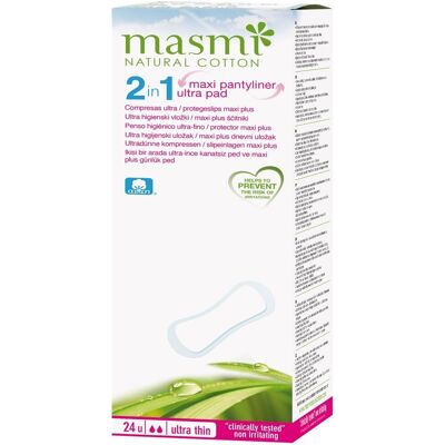 Masmi Natural Cotton Maxi Plus Protegeslip 2 en 1 Coton Bio - Publicité Masmi Natural Cotton Maxi Plus Protegeslip 2 en 1 Coton Bio - Publicité