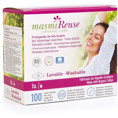 Masmi Natural Cotton - Protège-slips lavables légers avec ailes - Publicité Masmi Natural Cotton - Protège-slips lavables légers avec ailes - Publicité