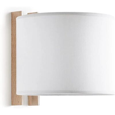 Aplique de pared de madera de haya y algodón blanco - Exo Lighting Aplique de pared de madera de haya y algodón blanco - Exo Lighting