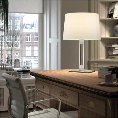 Lámpara de mesa clásica Exo Lighting - E27, algodón negro, acero Lámpara de mesa clásica Exo Lighting - E27, algodón negro, acero