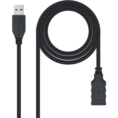 NANOCABLE USB Kabel - 1m Zwart - USB Type A Mannelijk & Vrouwelijk NANOCABLE USB Kabel - 1m Zwart - USB Type A Mannelijk & Vrouwelijk