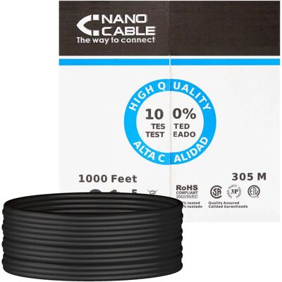 Nanocable Modello 10.20.0504-EXT-BK - Cavo di rete Cat6 U/UTP per esterni Nanocable Modello 10.20.0504-EXT-BK - Cavo di rete Cat6 U/UTP per esterni