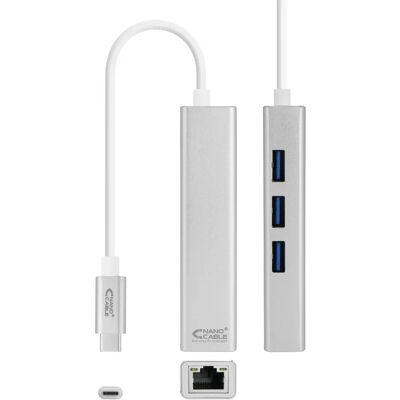 Carte Réseau Nanocable 10.03.0404 - Convertisseur Ethernet Gigabit USB 3.0 - Argent - Publicité Carte Réseau Nanocable 10.03.0404 - Convertisseur Ethernet Gigabit USB 3.0 - Argent - Publicité