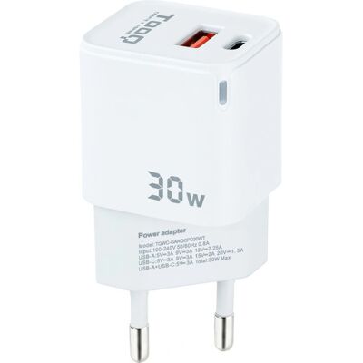 TooQ TQWC-GANQCPD30WT Chargeur Universel 30W Blanc - Publicité TooQ TQWC-GANQCPD30WT Chargeur Universel 30W Blanc - Publicité