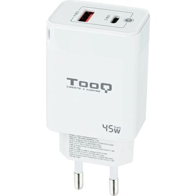 TooQ TQWC-GANQCPD45WT Mobil laddare - 45W, Vit, Universell, Snabbladdning TooQ TQWC-GANQCPD45WT Mobil laddare - 45W, Vit, Universell, Snabbladdning