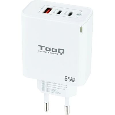 TooQ TQWC-GANQC2PD65WT Universele 65W Muuroplader - Mobiele Apparaat TooQ TQWC-GANQC2PD65WT Universele 65W Muuroplader - Mobiele Apparaat