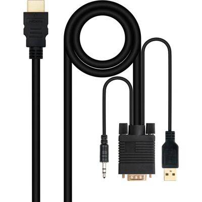 Nanocable 10.15.4350 HDMI till VGA Adapter - 1,8m Svart Nanocable 10.15.4350 HDMI till VGA Adapter - 1,8m Svart