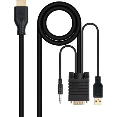 Nanocable VGA till HDMI-omvandlare - 1,8 m - Svart - Full HD Nanocable VGA till HDMI-omvandlare - 1,8 m - Svart - Full HD