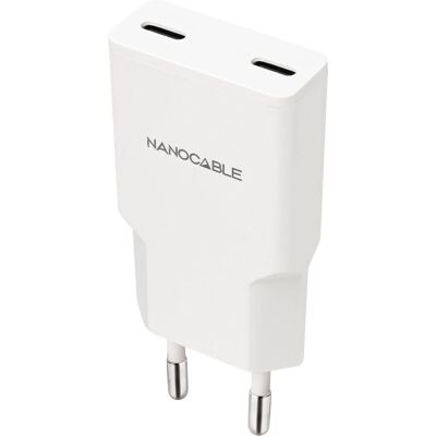 Nanocable 10.10.2026 Dual USB-C Wandladegerät - Schnelles Laden Nanocable 10.10.2026 Dual USB-C Wandladegerät - Schnelles Laden