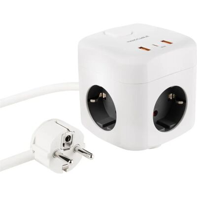Nanocable 10.37.0011 Verlengsnoer - 3 USB & 3 stopcontacten - Wit Nanocable 10.37.0011 Verlengsnoer - 3 USB & 3 stopcontacten - Wit