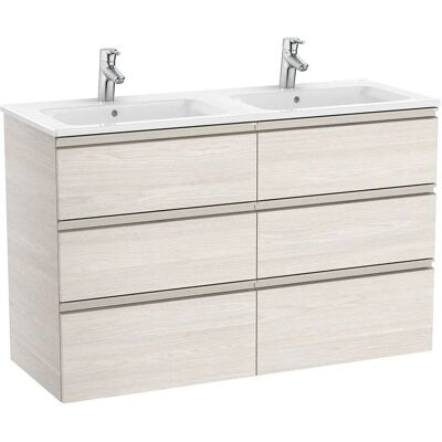 ROCA - Unik mueble base 6 cajones + lavabo doble - Fresno nórdico - Lavabo de baño ROCA - Unik mueble base 6 cajones + lavabo doble - Fresno nórdico - Lavabo de baño