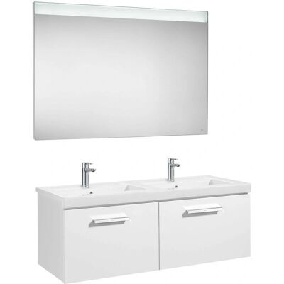 Set Mobili Bagno con Doppio Lavabo e Specchio LED - PRISMA Set Mobili Bagno con Doppio Lavabo e Specchio LED - PRISMA