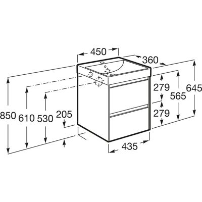 Roca Ona Waschtischunterbau 45 cm mit 2 Schubladen - Waschtisch Roca Ona Waschtischunterbau 45 cm mit 2 Schubladen - Waschtisch