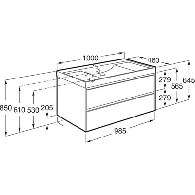 Roca Ona Waschtischunterbau - 100cm mit 2 Schubladen Roca Ona Waschtischunterbau - 100cm mit 2 Schubladen