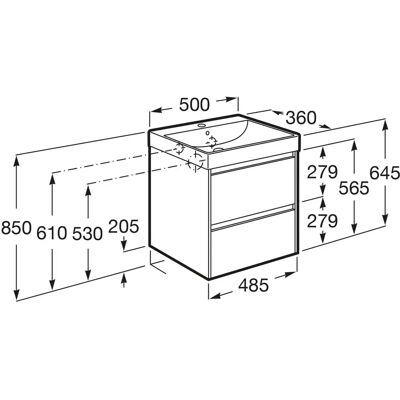 Roca Ona Waschtischunterbau 50 cm mit 2 Schubladen - Waschtischunterbau Roca Ona Waschtischunterbau 50 cm mit 2 Schubladen - Waschtischunterbau