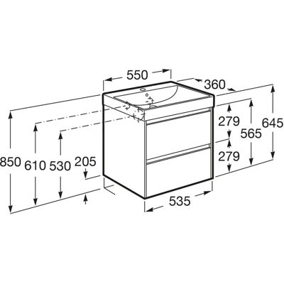 Roca Ona Waschtischunterbau 55 cm mit 2 Schubladen - Waschtischunterbau Roca Ona Waschtischunterbau 55 cm mit 2 Schubladen - Waschtischunterbau