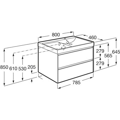 Roca Ona Waschtischunterbau - 80 cm mit 2 Schubladen Roca Ona Waschtischunterbau - 80 cm mit 2 Schubladen