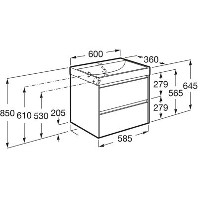 Roca Ona Waschtischunterbau 60 cm mit 2 Schubladen - Waschtisch Roca Ona Waschtischunterbau 60 cm mit 2 Schubladen - Waschtisch