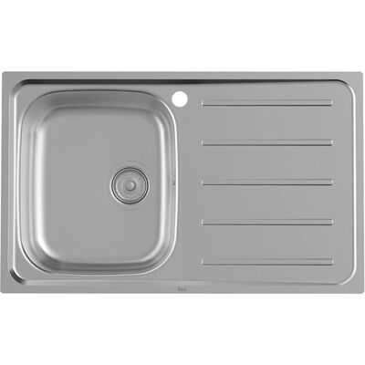 Fregadero de Cocina de Acero Inoxidable Victoria Roca - 1 Cubeta, Escurridor a la Derecha - 80cm Fregadero de Cocina de Acero Inoxidable Victoria Roca - 1 Cubeta, Escurridor a la Derecha - 80cm