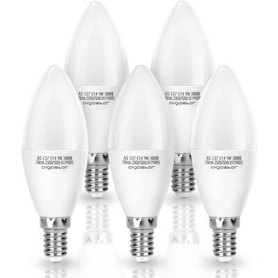Aigostar LED lâmpada A5 C37 - 9W, E14, Branca quente - Lâmpada LED Aigostar LED lâmpada A5 C37 - 9W, E14, Branca quente - Lâmpada LED