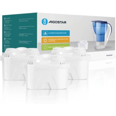 AIGOSTAR Waterfilter Pack - 3 Filters voor Karaffe - 60 Dagen AIGOSTAR Waterfilter Pack - 3 Filters voor Karaffe - 60 Dagen