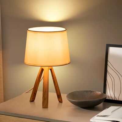 Lampe de Table en Résine Moderne Aigostar - Base en Bois Clair, E14 - Publicité Lampe de Table en Résine Moderne Aigostar - Base en Bois Clair, E14 - Publicité