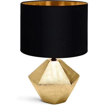 AIGOSTAR Lampada da Tavolo in Ceramica - Nero & Oro Luce Interna AIGOSTAR Lampada da Tavolo in Ceramica - Nero & Oro Luce Interna