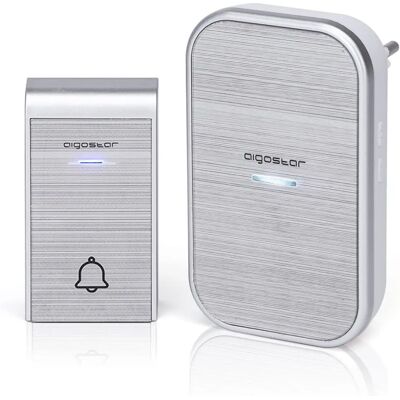 Aigostar Silber Drahtlose Digitale Türklingel - IP44 Wasserfest - 150m Reichweite - 36 Klingeltöne - Drahtlose Türklingel Aigostar Silber Drahtlose Digitale Türklingel - IP44 Wasserfest - 150m Reichweite - 36 Klingeltöne - Drahtlose Türklingel