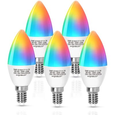 Aigostar Lâmpada LED inteligente 7W E14 RGB+CCT WiFi Alexa Google Aigostar Lâmpada LED inteligente 7W E14 RGB+CCT WiFi Alexa Google