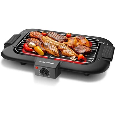 Grill électrique AIGOSTAR - Plateau d'eau, 2000W, Noir - Type de produit - Publicité Grill électrique AIGOSTAR - Plateau d'eau, 2000W, Noir - Type de produit - Publicité
