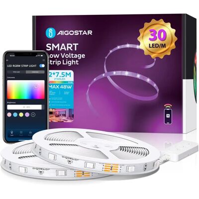 AIGOSTAR Tira de LED Wi-Fi 15M RGB 48W - Tira de Luz LED AIGOSTAR Tira de LED Wi-Fi 15M RGB 48W - Tira de Luz LED