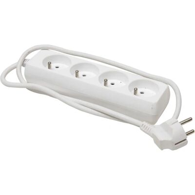 GSC Presa multipla sistema francese 4 prese 1 metro bianco GSC Presa multipla sistema francese 4 prese 1 metro bianco