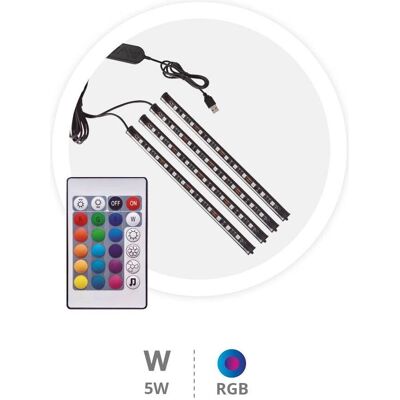 Kit 4 Tiras LED RGB - Bluetooth, Musica, 230mm Kit 4 Tiras LED RGB - Bluetooth, Musica, 230mm