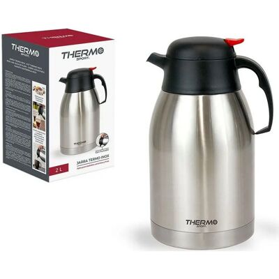 ThermoSport Stainless Steel 2L Thermo Jug with Button ThermoSport Stainless Steel 2L Thermo Jug with Button