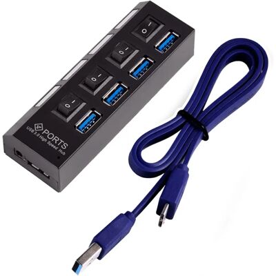 Ociodual Hub USB - 4 Puertos, Negro, Compacto - Hub USB Ociodual Hub USB - 4 Puertos, Negro, Compacto - Hub USB