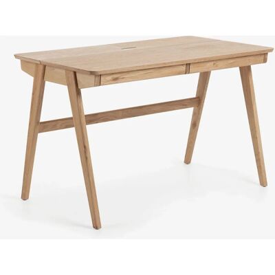 Kave Home Julia - Naturlig skrivebord med askefinér og ben i massivt asketre Kave Home Julia - Naturlig skrivebord med askefinér og ben i massivt asketre