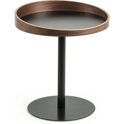 Kave Home Kaori Beistelltisch - Walnussfurnier, Schwarzes Metall, 46cm Kave Home Kaori Beistelltisch - Walnussfurnier, Schwarzes Metall, 46cm