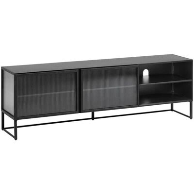 Kave Home Trixie Stål TV-bord - Industrielt, Glas, 180x50cm Kave Home Trixie Stål TV-bord - Industrielt, Glas, 180x50cm