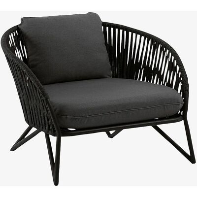 Kave Home - Udendørs lænestol med armlæn - Sort - Moderne stil - 77x90x80cm Kave Home - Udendørs lænestol med armlæn - Sort - Moderne stil - 77x90x80cm