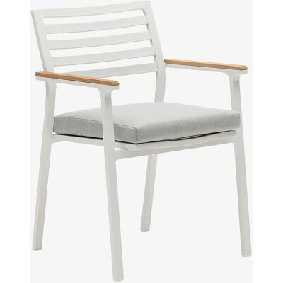 Kave Home - Utendørstol Bona Hvitt Aluminium Teak Armlener Kave Home - Utendørstol Bona Hvitt Aluminium Teak Armlener