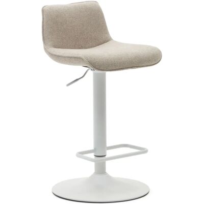 Kave Home - Justerbar chenille beige stålhøjstol - Barstol Kave Home - Justerbar chenille beige stålhøjstol - Barstol