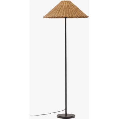 Kave Home Urania Sort Rattan og Metal Gulvlampe Kave Home Urania Sort Rattan og Metal Gulvlampe