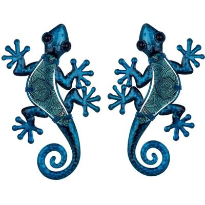 Décoration Murale de Lézards en Métal et Cristal Bleu Signes Grimalt - 2 pcs Décoration Murale de Lézards en Métal et Cristal Bleu Signes Grimalt - 2 pcs