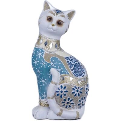 Figurine de Chat en Résine Bleue - Décoration Maison & Jardin - Publicité Figurine de Chat en Résine Bleue - Décoration Maison & Jardin - Publicité