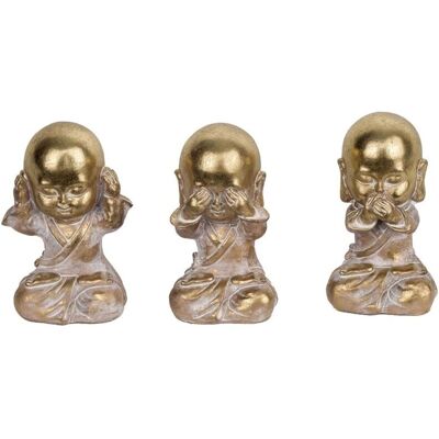 Signes Grimalt - Ensemble de Figurines de Bouddha et Moine - Doré - 3 pcs Signes Grimalt - Ensemble de Figurines de Bouddha et Moine - Doré - 3 pcs