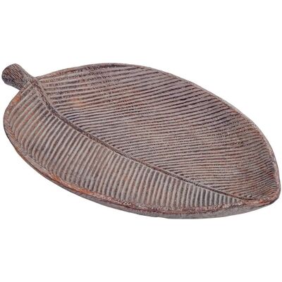 Assiette Feuille en Résine Sigris - Déco Rustique Boho 3x22x39cm Assiette Feuille en Résine Sigris - Déco Rustique Boho 3x22x39cm