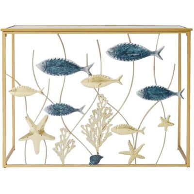Signes Grimalt - Mobile d'Ingresso con Pesci e Stelle - Dorato - 38x108x80cm Signes Grimalt - Mobile d'Ingresso con Pesci e Stelle - Dorato - 38x108x80cm