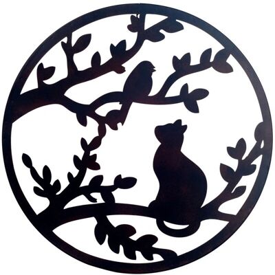 Signes Grimalt Décor Murale Vintage Oiseau Chat - 60x60cm Signes Grimalt Décor Murale Vintage Oiseau Chat - 60x60cm